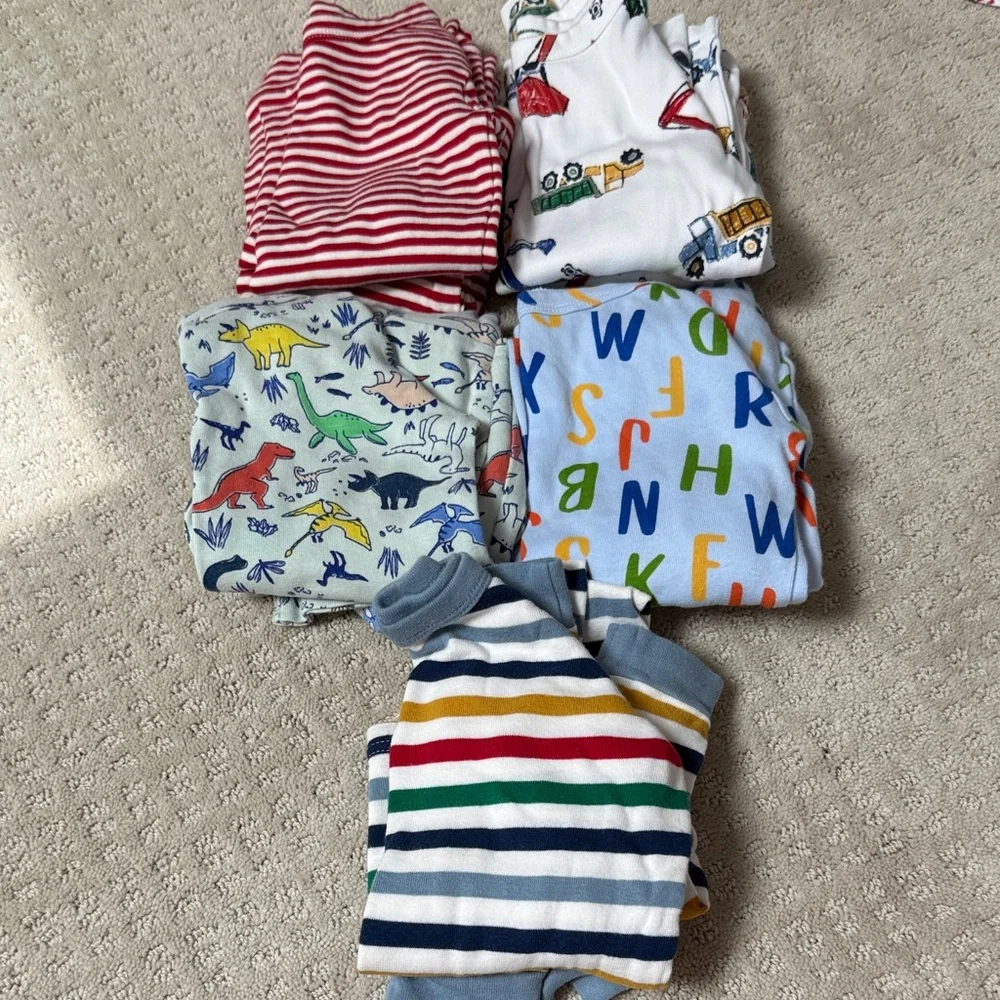 Baby Gap Set of Colorful Pajama Sets- Stripes, Dinosaurs, Alphabet & Trucks